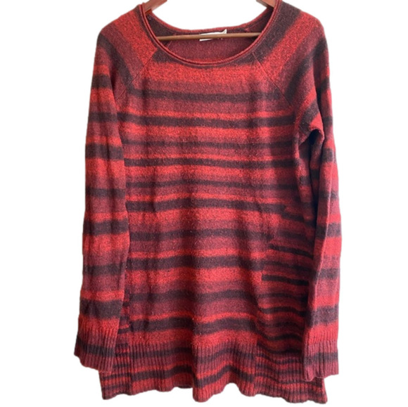𝅺REITMAN’S Size XL Red-Black Striped Tunic Sweater, GUC, Lightweight - Picture 1 of 2